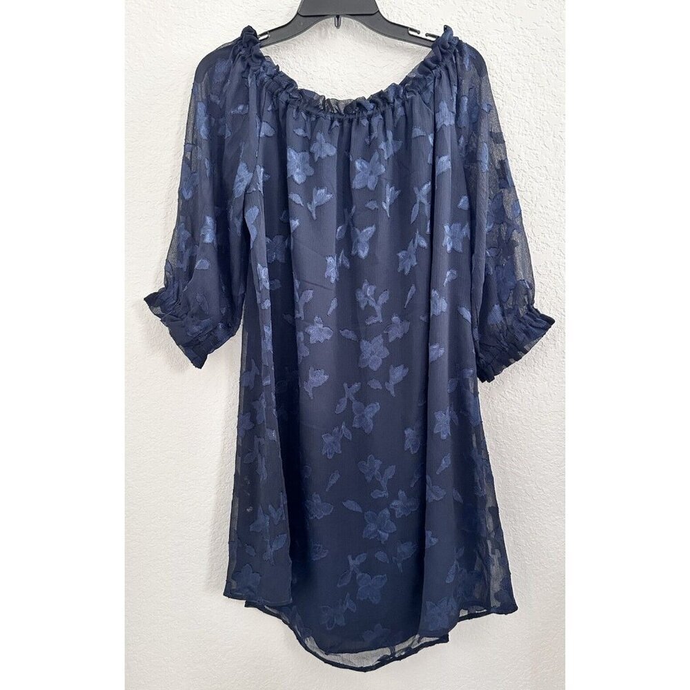 19 Cooper Women's Mini Off the Shoulder Dress Size L Sheer Bishop Sleeve Fairy - Picture 7 of 8